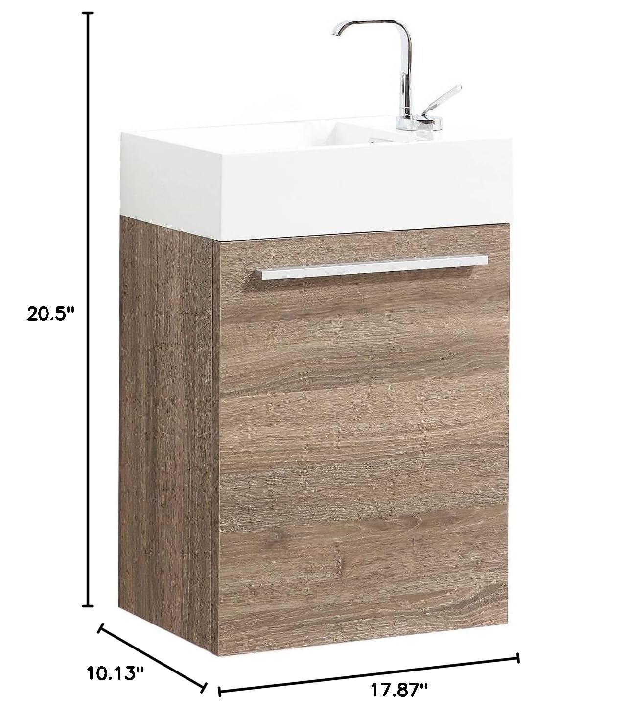 18 Inch Vanity with Acrylic Sink - Cart Oak