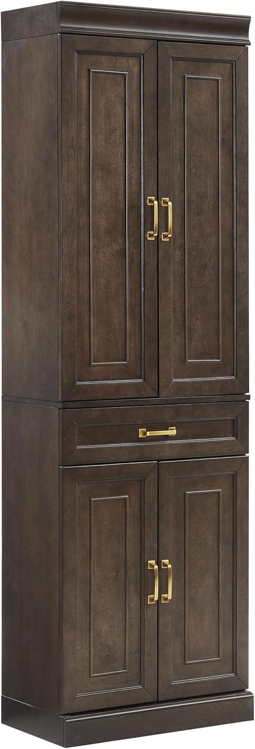 Crosley 78" Stanton Kitchen Storage Pantry Cabinet Coffee: Modular Design, 5 Adjustable Shelves, Wood Veneer