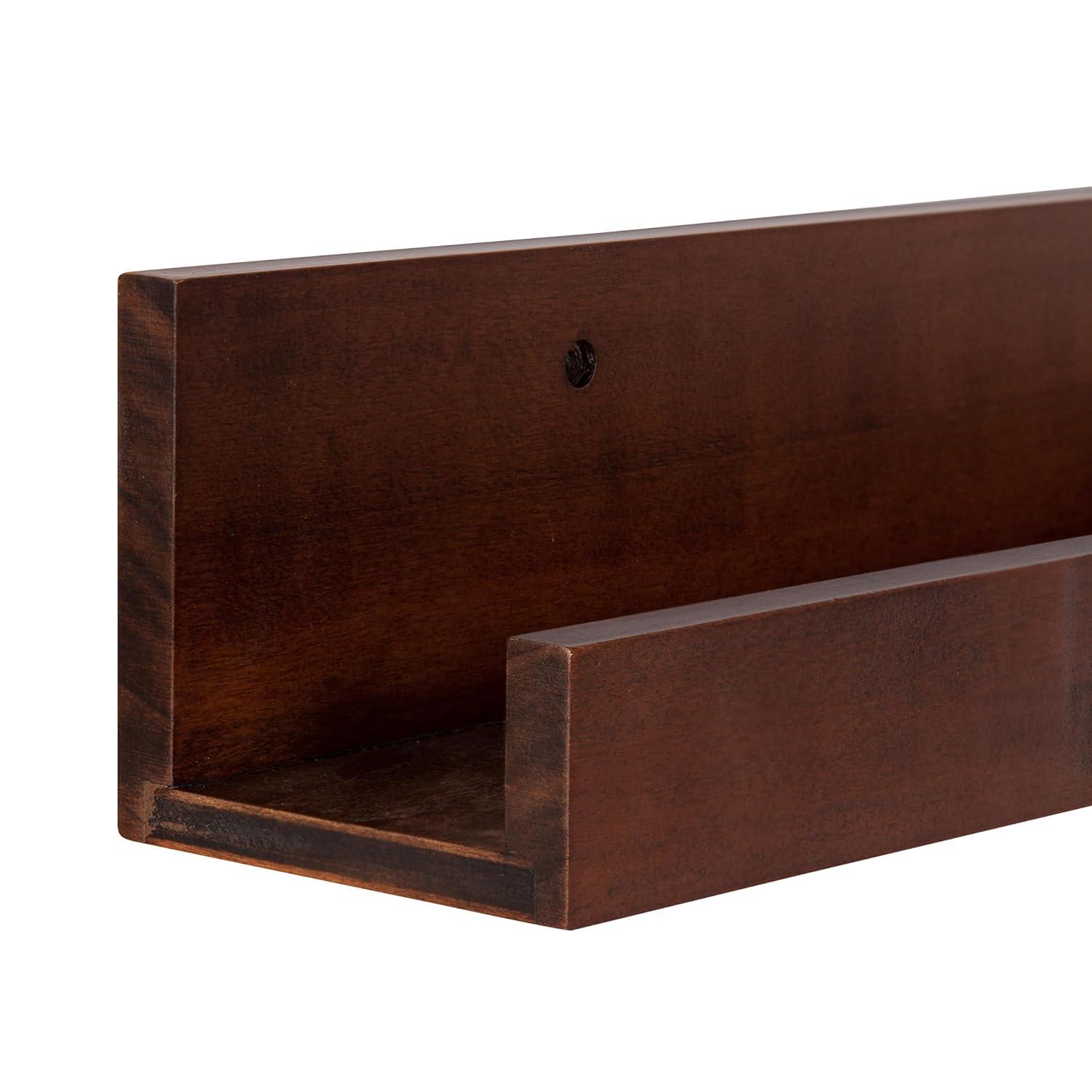 Kate and Laurel Wood Floating Shelf, 42" x 3.5", Walnut Brown