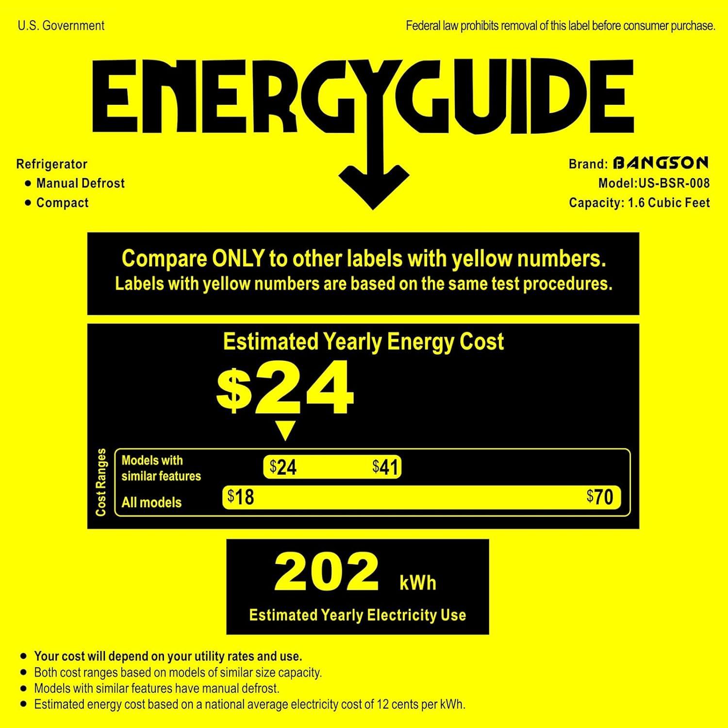 BANGSON BANGSON 1.6 Cu.Ft Mini Fridge With Freezer US-BSR-008
