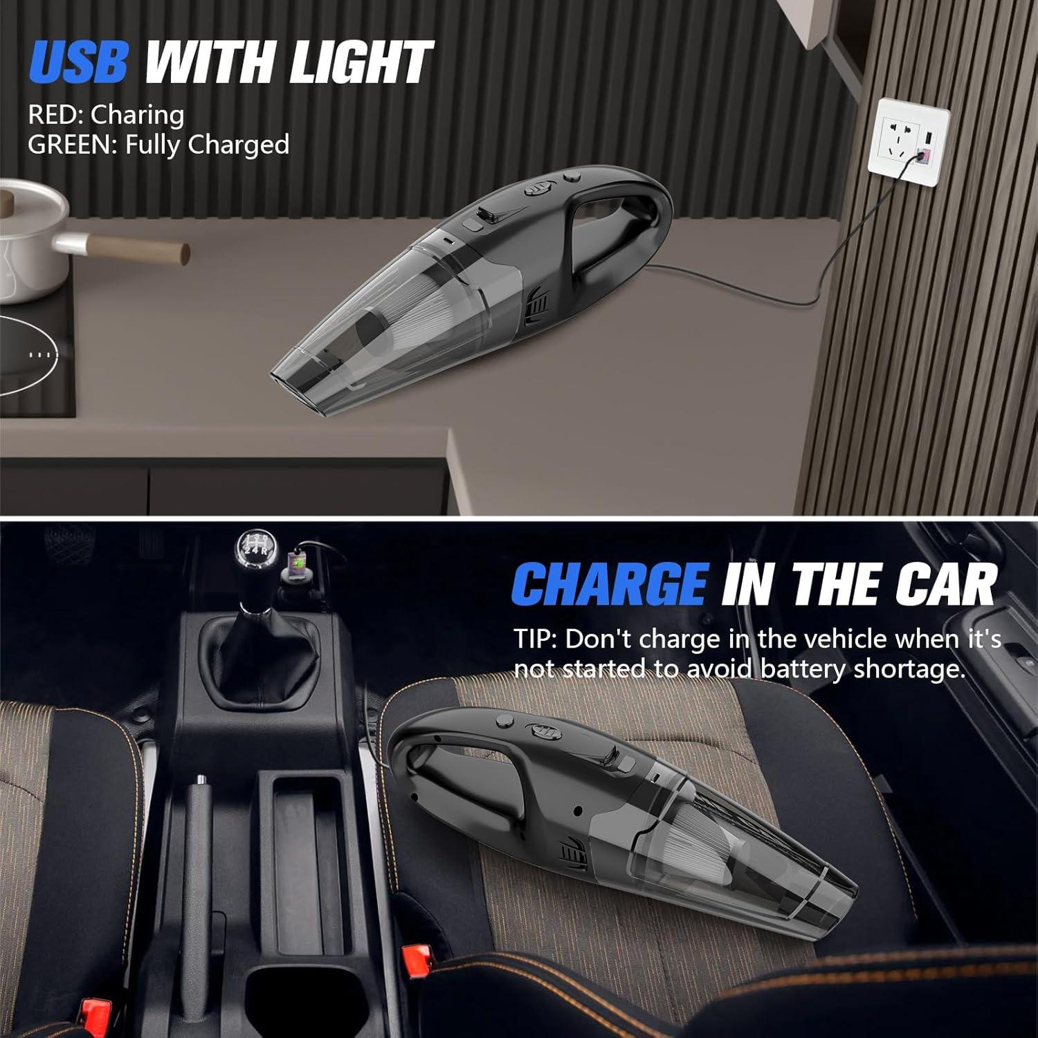 Handheld Vacuum Cordless Rechargeable, Dust Busters Cordless Rechargeable With LED, USB Charge, 1.65Lbs Hand Vacuum, Hand Vacuums For Car/Home/Pet