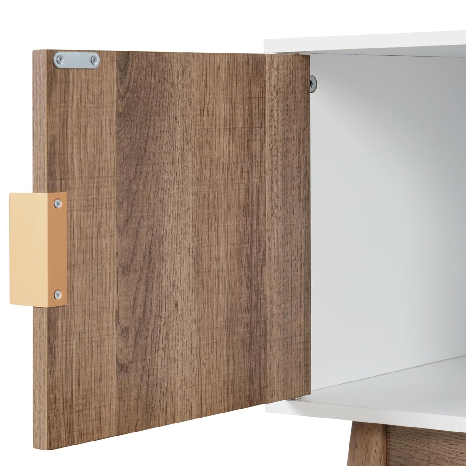 43&#34; Wesley Wood Mid Century 2 Door TV Cabinet for TVs up to 59&#34; White Warm/Reclaimed Oak - Nathan James
