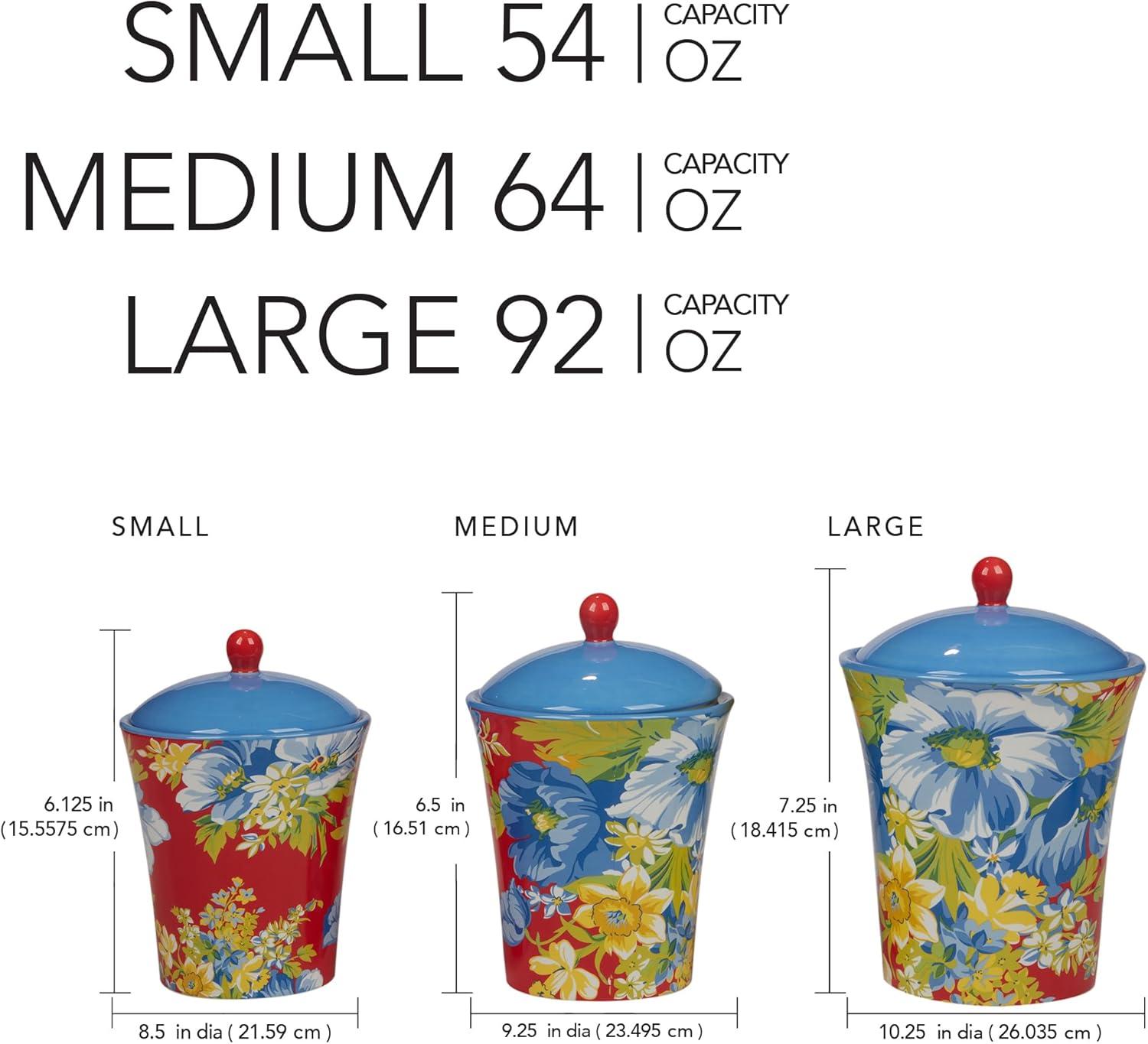 Bohemian Floral Multicolor Earthenware Kitchen Canisters Set