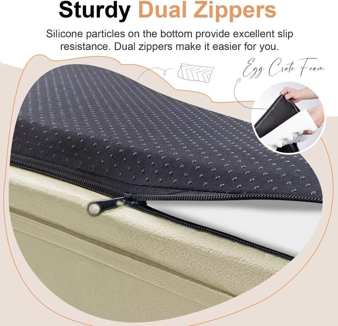 Beige Orthopedic Foam Bolster Dog Bed with Removable Cover