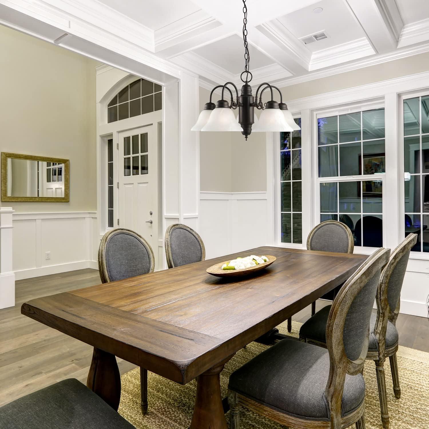 Design House Willowdale Pendant Light Fixture - Traditional Alabaster Glass Bowl Shade for Kitchens, Foyers, Dining Rooms - Adjustable Height Pendant Light Fixture - Satin Nickel, 589747