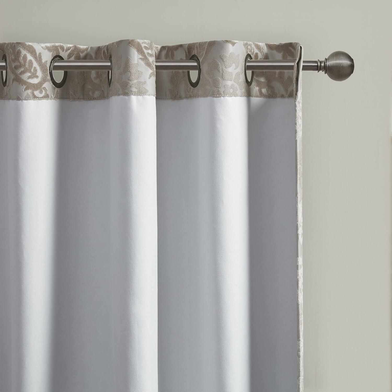Madison Park Amelia Knitted Jacquard Paisley Total Blackout Grommet Top Curtain Panel