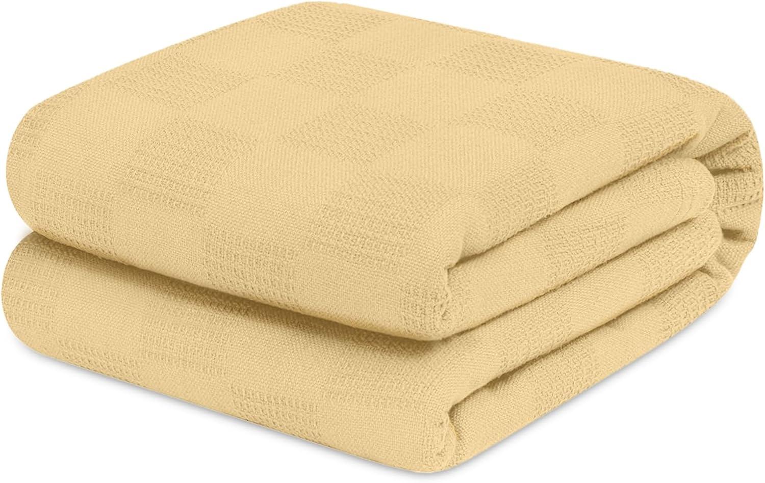 Beige Queen Size Cotton Thermal Throw Blanket