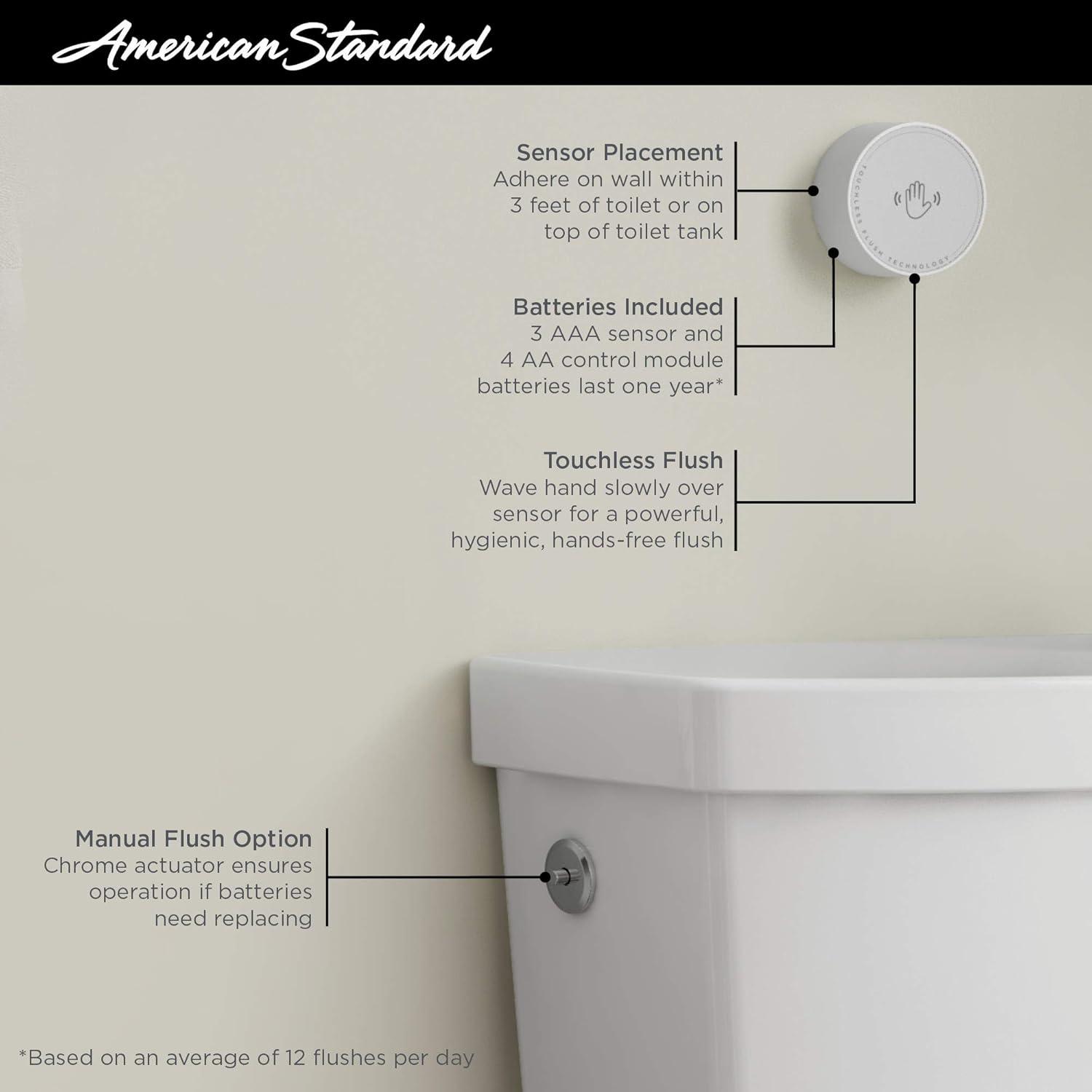 White Ceramic Elongated Toilet Tank with Touchless Flush