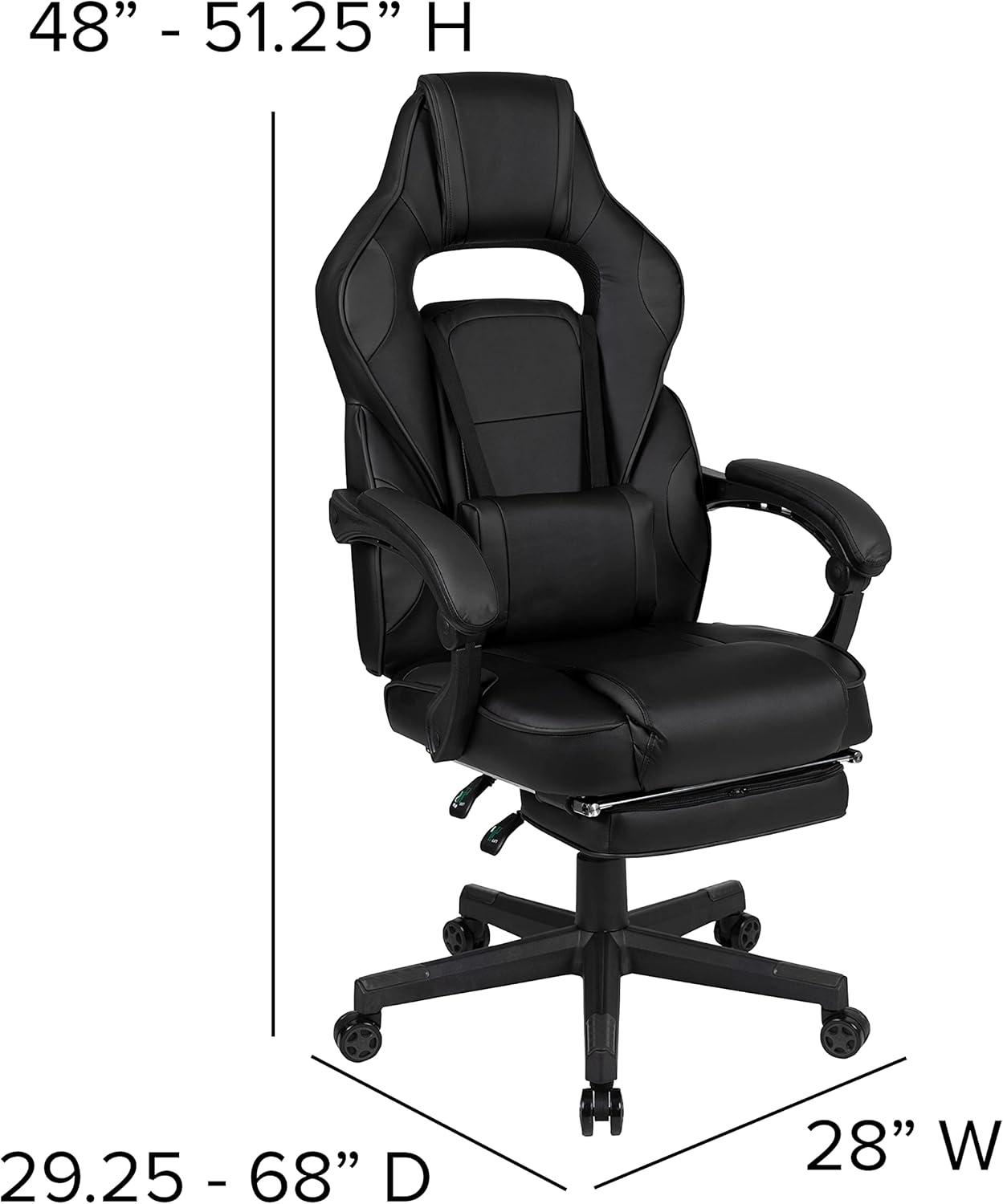 Flash Furniture X40 Gaming Chair Racing Ergonomic Computer Chair with Fully Reclining Back/Arms, Slide-Out Footrest, Massaging Lumbar