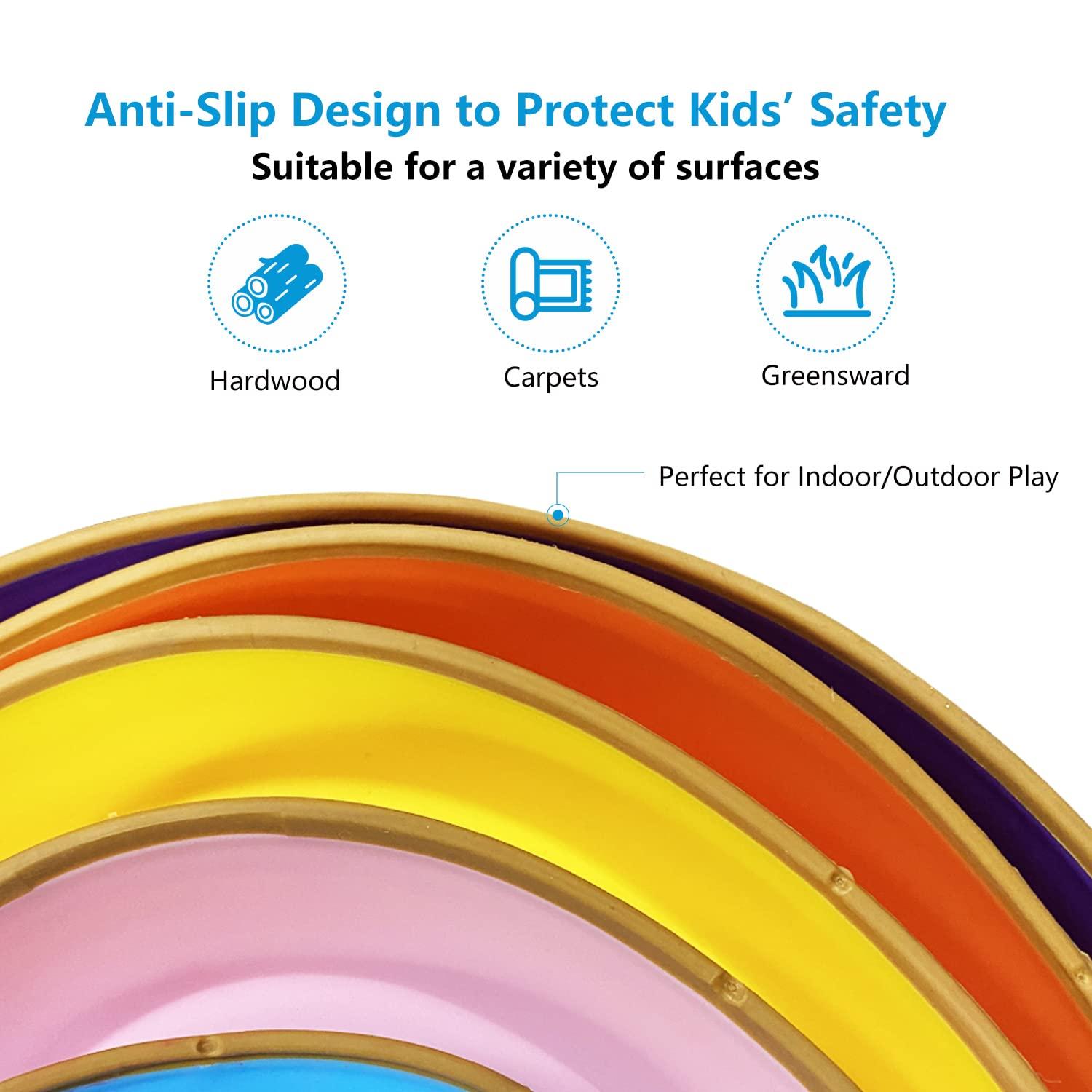 5 Pcs Stepping Stones for Kids, Balance River Stones Toy for Toddlers, Non-Slip Rubber Edges & Plastic Surface, Children's Sensory Obstacle Courses