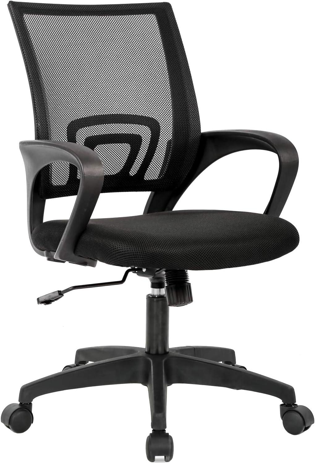 FDW Home Office Chair Ergonomic Desk Chair Mesh Computer Chair with Lumbar Support Armrest Adjustable Mid Back Task Chair for Women Adults