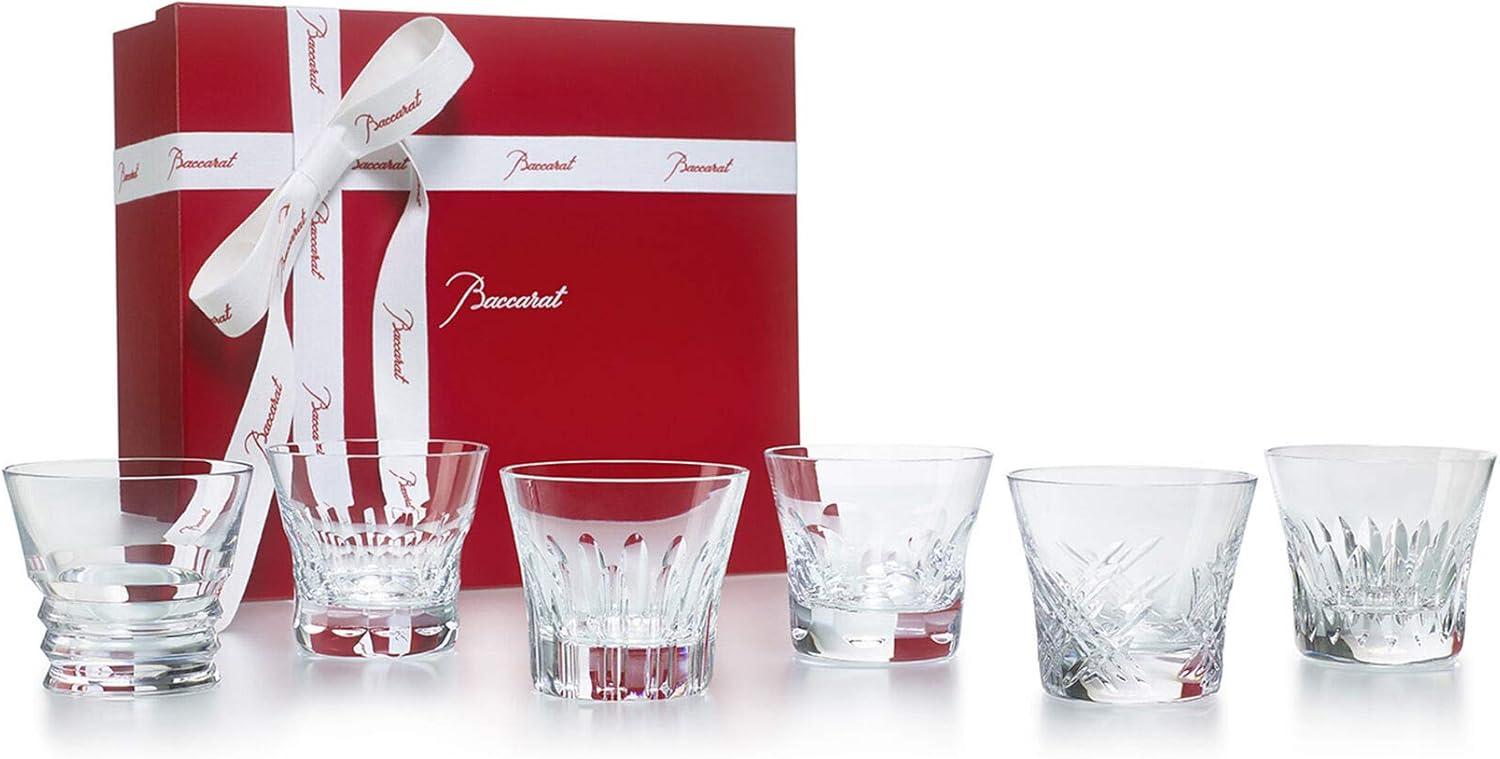 Elegant Clear Crystal Assorted Pattern Tumblers Set of Six
