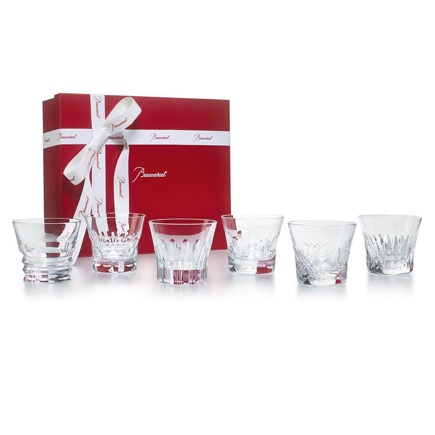 Elegant Clear Crystal Assorted Pattern Tumblers Set of Six