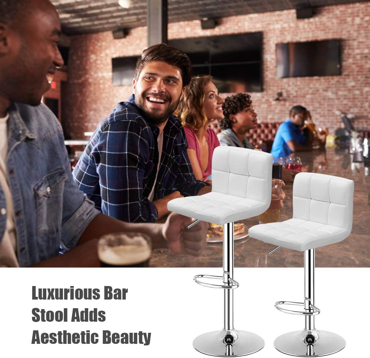 Bar Stools 1 Set Of 2, Counter Height Bar Stools, Square Cushion Bar Stools With Back, Footstool, Cafe, 2 Pieces