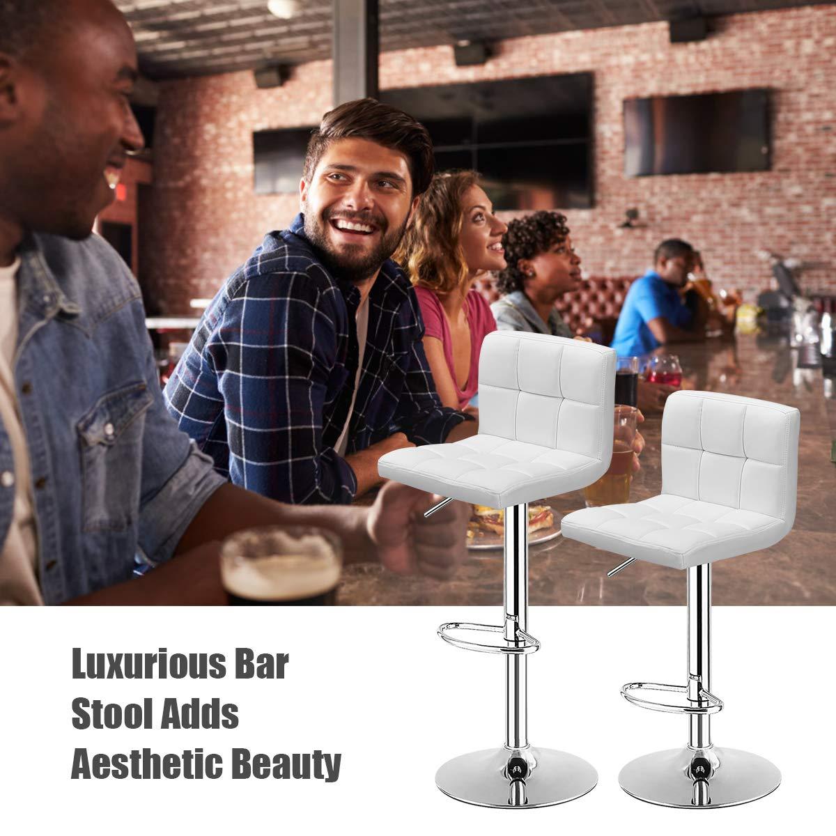 Bar Stools 1 Set Of 2, Counter Height Bar Stools, Square Cushion Bar Stools With Back, Footstool, Cafe, 2 Pieces
