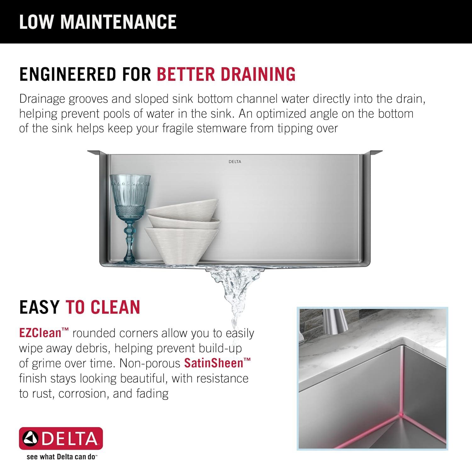 Delta Lenta™ Undermount 16 Gauge Stainless Steel Single Bowl Kitchen Sink with Accessories