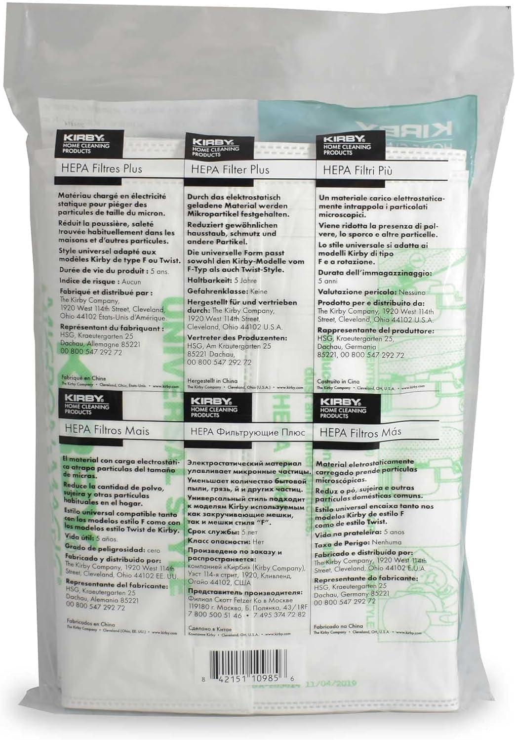 6 Genuine Kirby HEPA Filtration Universal Vacuum Bags Part Number 204814G