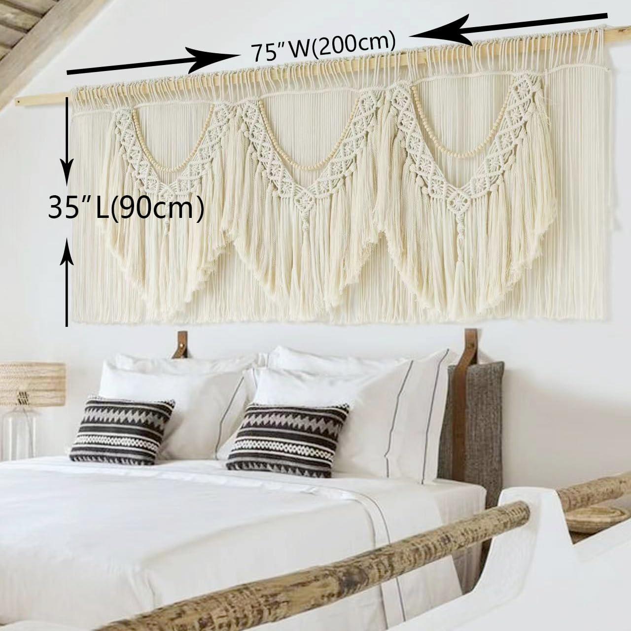 Extra Large Off-White Cotton Macrame Wall Hanging