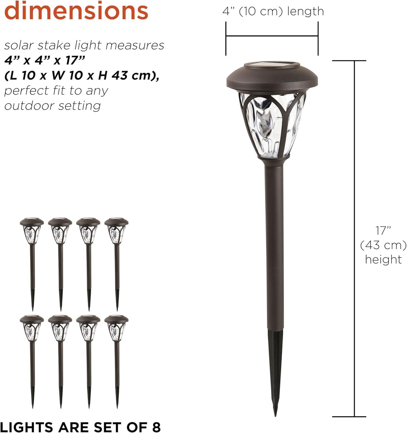 17" Brown Solar Powered LED Pathway Light Set of 8