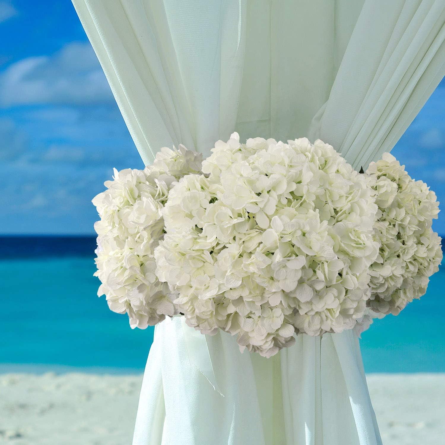 White Silk Hydrangea Artificial Flower Arrangement for Outdoor Tabletop Centerpiece