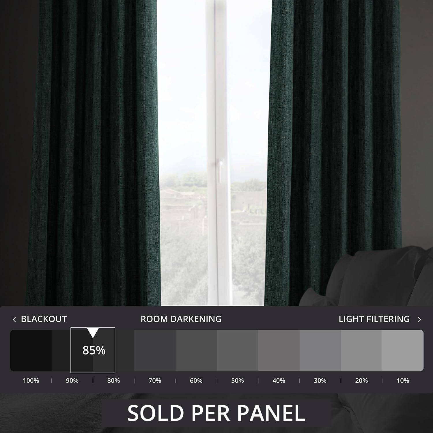 HPD Half Price Drapes Focal Green Faux Linen Room Darkening Curtains for Bedroom & Living Room Curtains (1 Panel), Door & Window Curtains 84 inches long, Rod Pocket Curtains & drapes, 50W X 84L