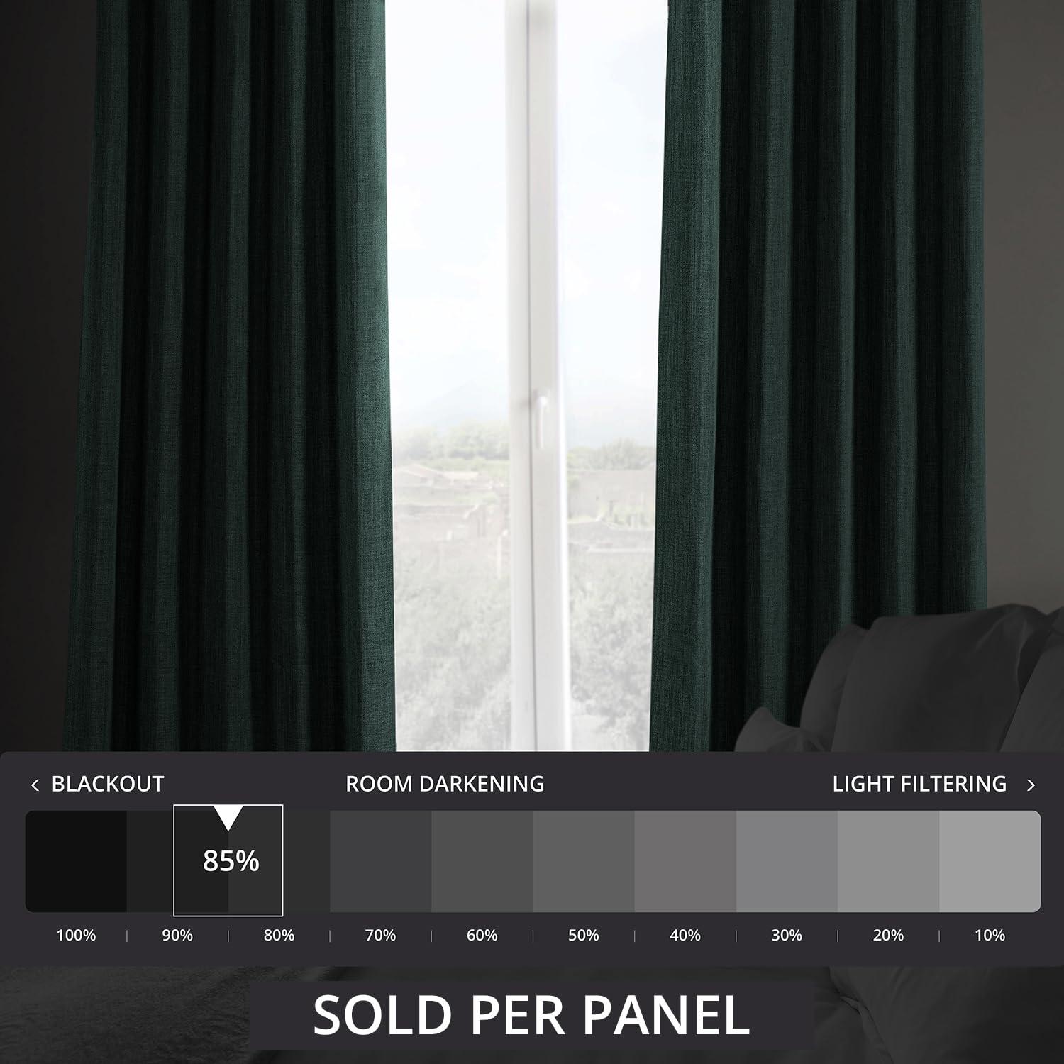 HPD Half Price Drapes Focal Green Faux Linen Room Darkening Curtains for Bedroom & Living Room Curtains (1 Panel), Door & Window Curtains 84 inches long, Rod Pocket Curtains & drapes, 50W X 84L
