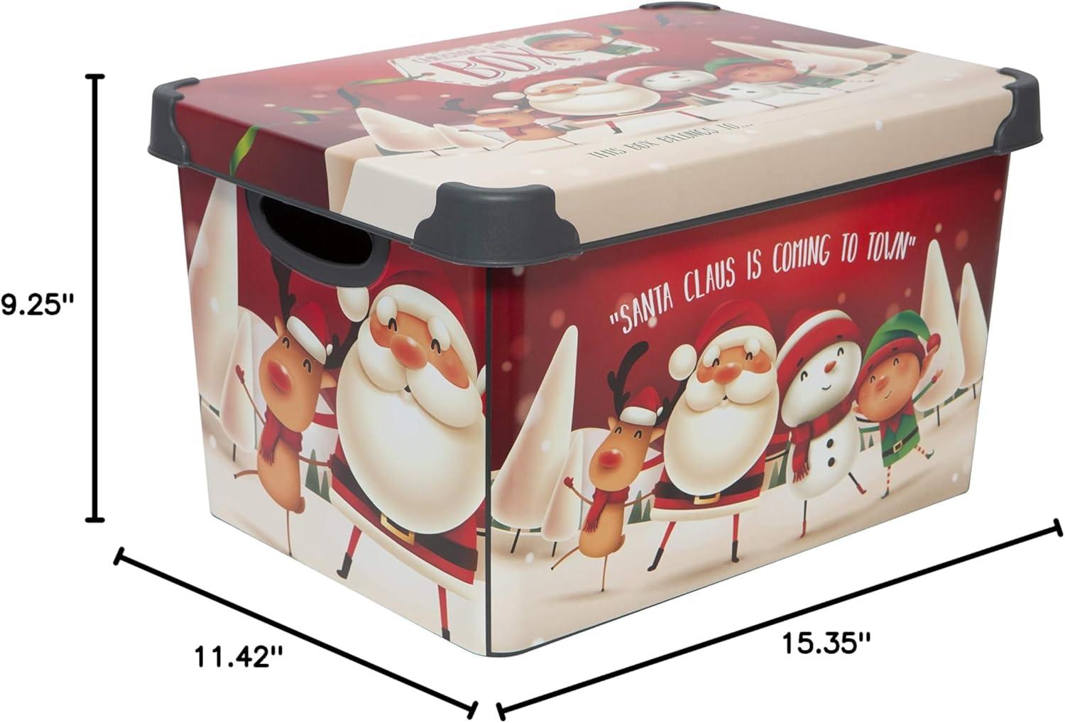 Simplify Santa Clause is Coming to Town Design Plastic Storage Tote