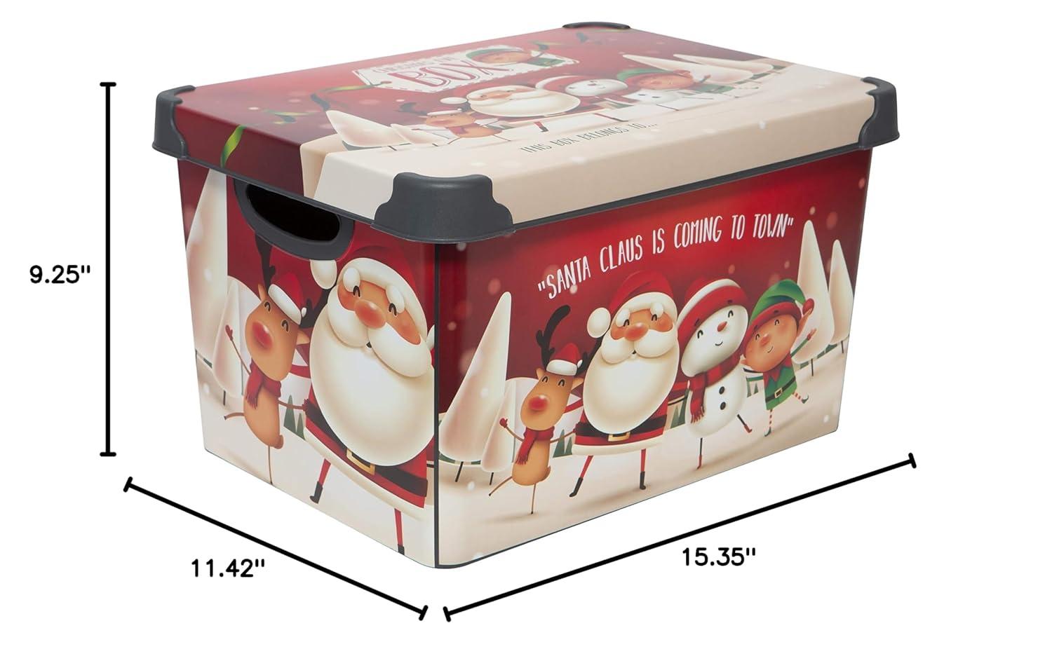 Simplify Santa Clause is Coming to Town Design Plastic Storage Tote