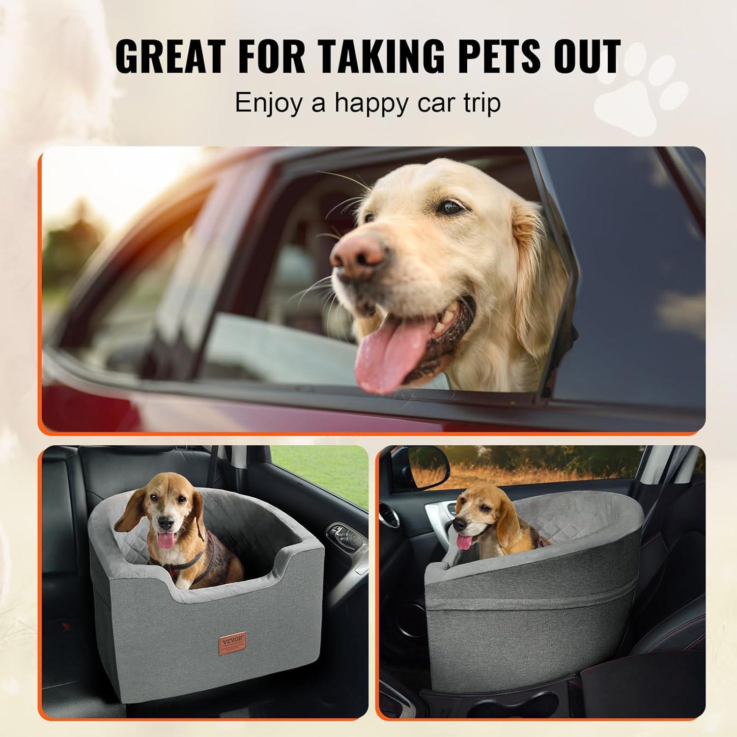 Gray Medium Soft Sided Dog Car Booster Seat