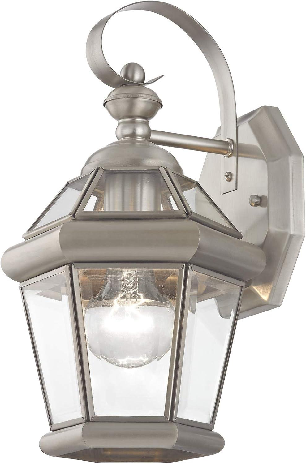 Georgetown Brushed Nickel 1-Light Outdoor Wall Lantern with Clear Glass