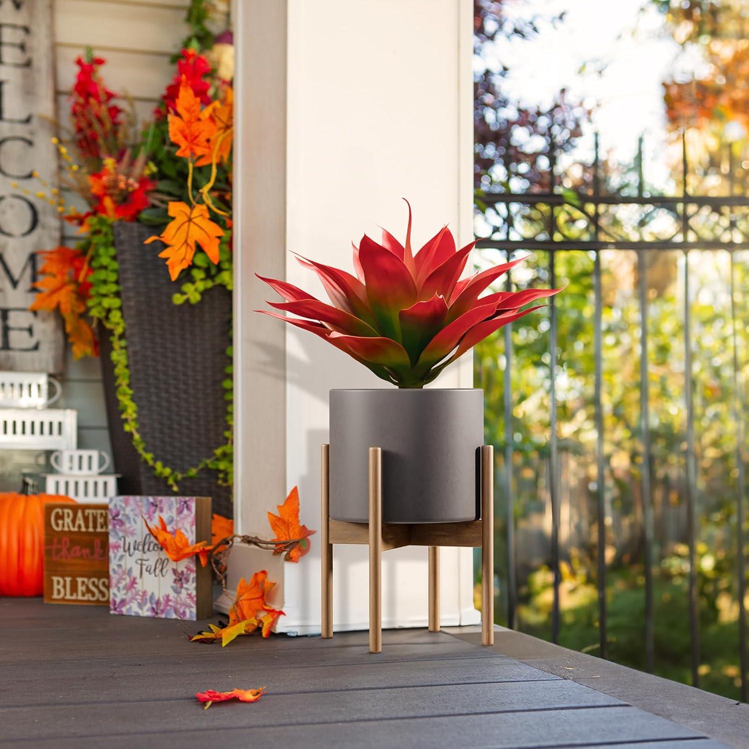 Velener Fall Fake Agave Artificial Plant Outdoor, Red Fake Succulents Plant for Room Decor and Autumn, Unpotted Faux Plants for Outdoor/Indoor Fall Decor, Red, 22 inches, Set of 1