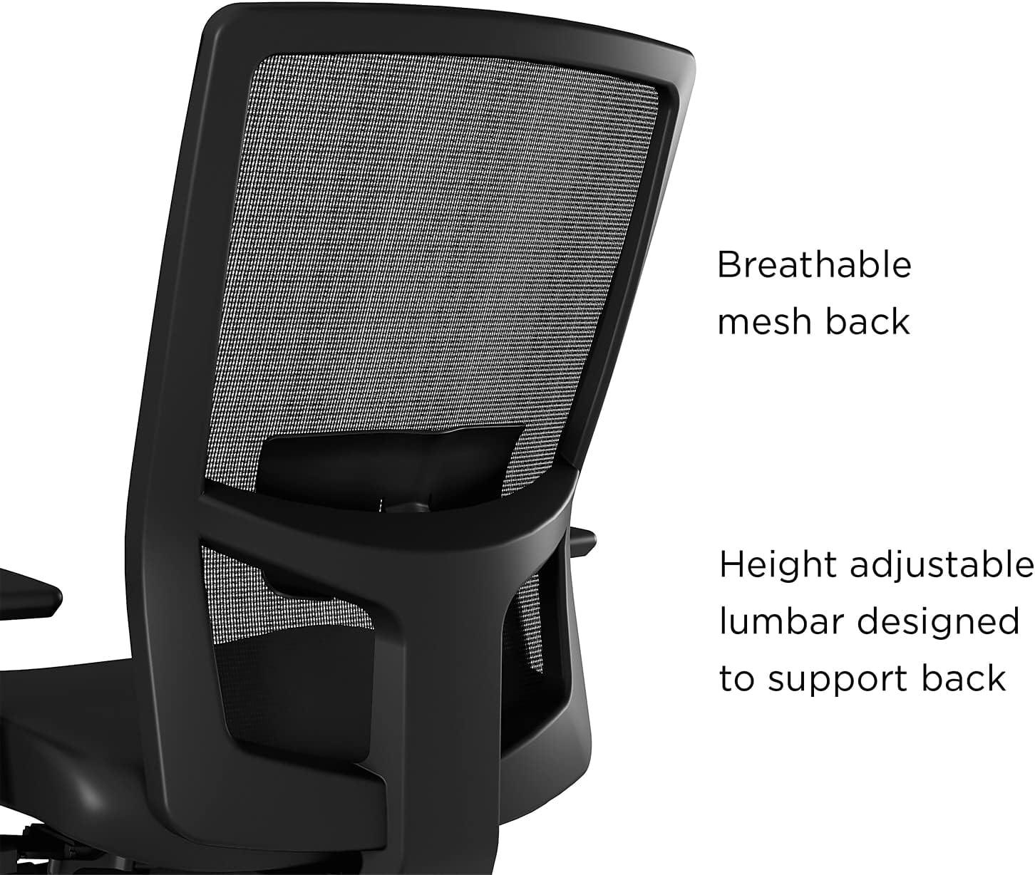 Staples Workplace Series 500 Vinyl & Mesh Task Chair Black Adj Lumbar 2D Arms 2846129