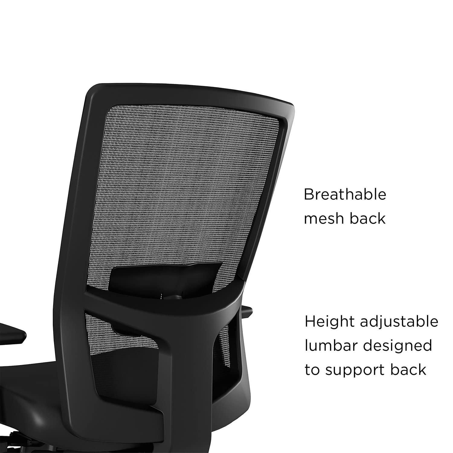 Staples Workplace Series 500 Vinyl & Mesh Task Chair Black Adj Lumbar 2D Arms 2846129