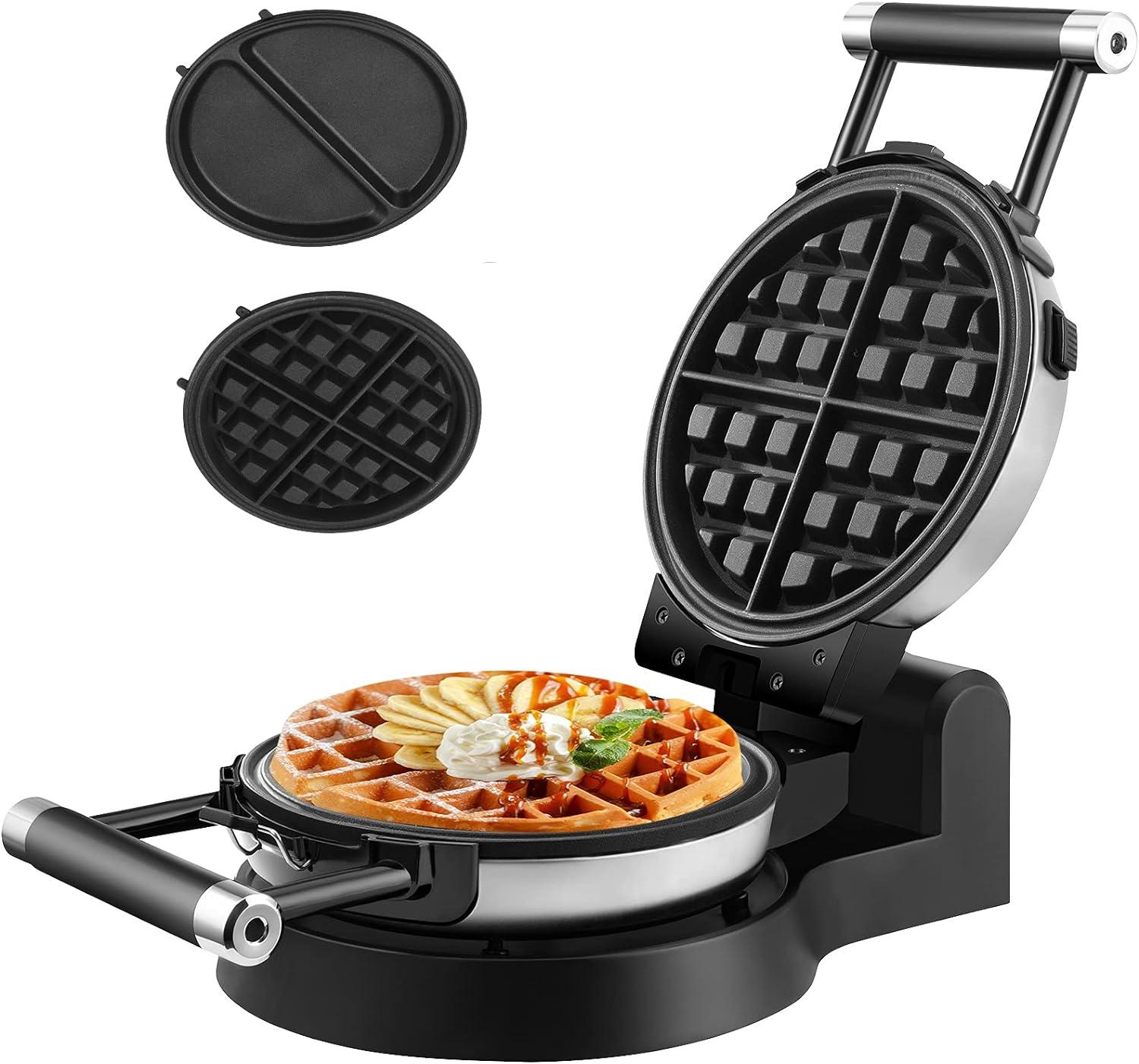 360 Rotating Stainless Steel Belgian Waffle and Omelet Maker