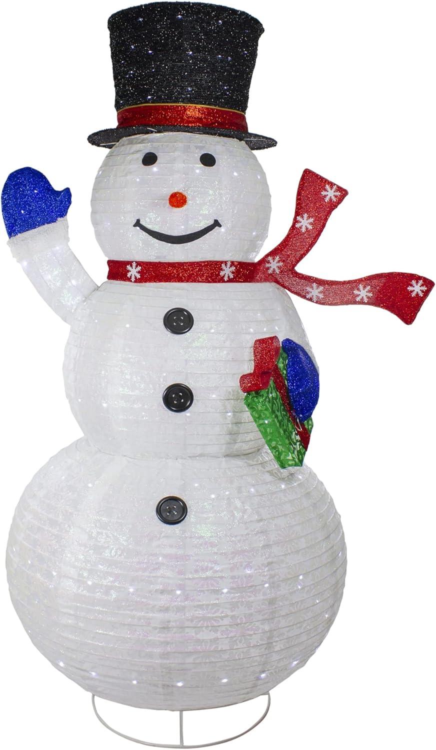 71" LED Lighted Iridescent Snowman Outdoor Christmas Decoration