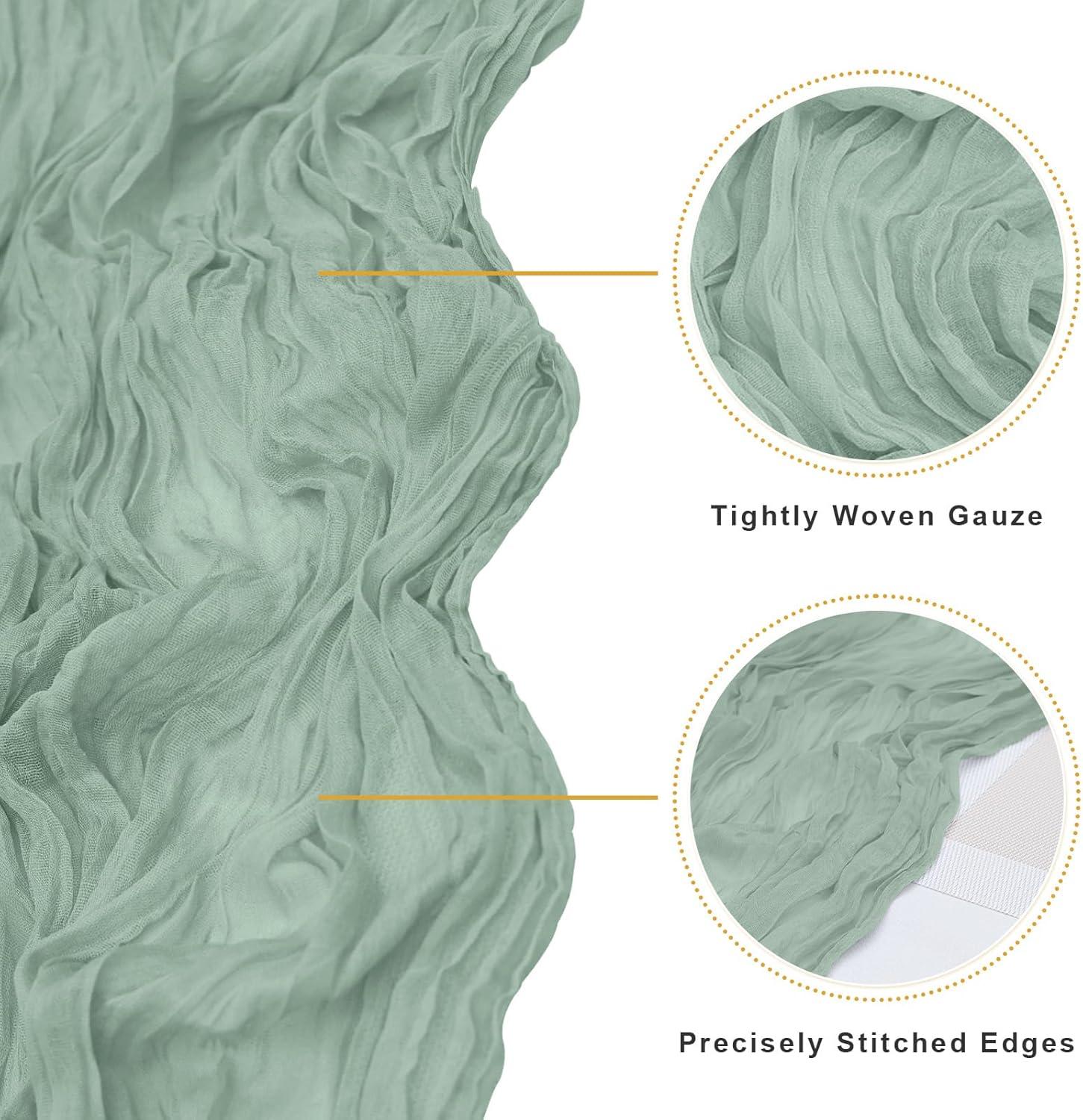 Mint Green Cheesecloth Table Runner 6 Pack 35" Boho Gauze Runner 120 inches Long Tablecloth Runner Rustic Sheer Fabric Bulk for Baby Shower Wedding Bridal Birthday Party Table Decorations