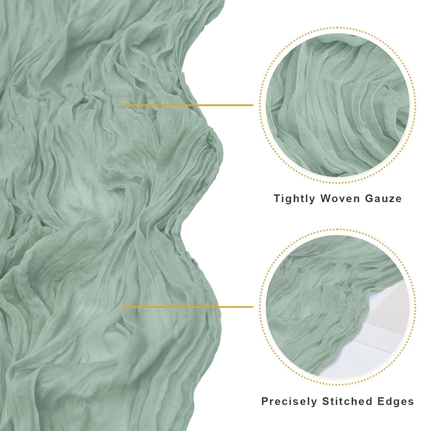 Mint Green Cheesecloth Table Runner 6 Pack 35" Boho Gauze Runner 120 inches Long Tablecloth Runner Rustic Sheer Fabric Bulk for Baby Shower Wedding Bridal Birthday Party Table Decorations