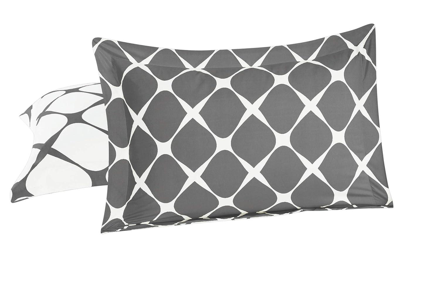 Gray and White Microfiber Full/Queen Duvet Cover Set