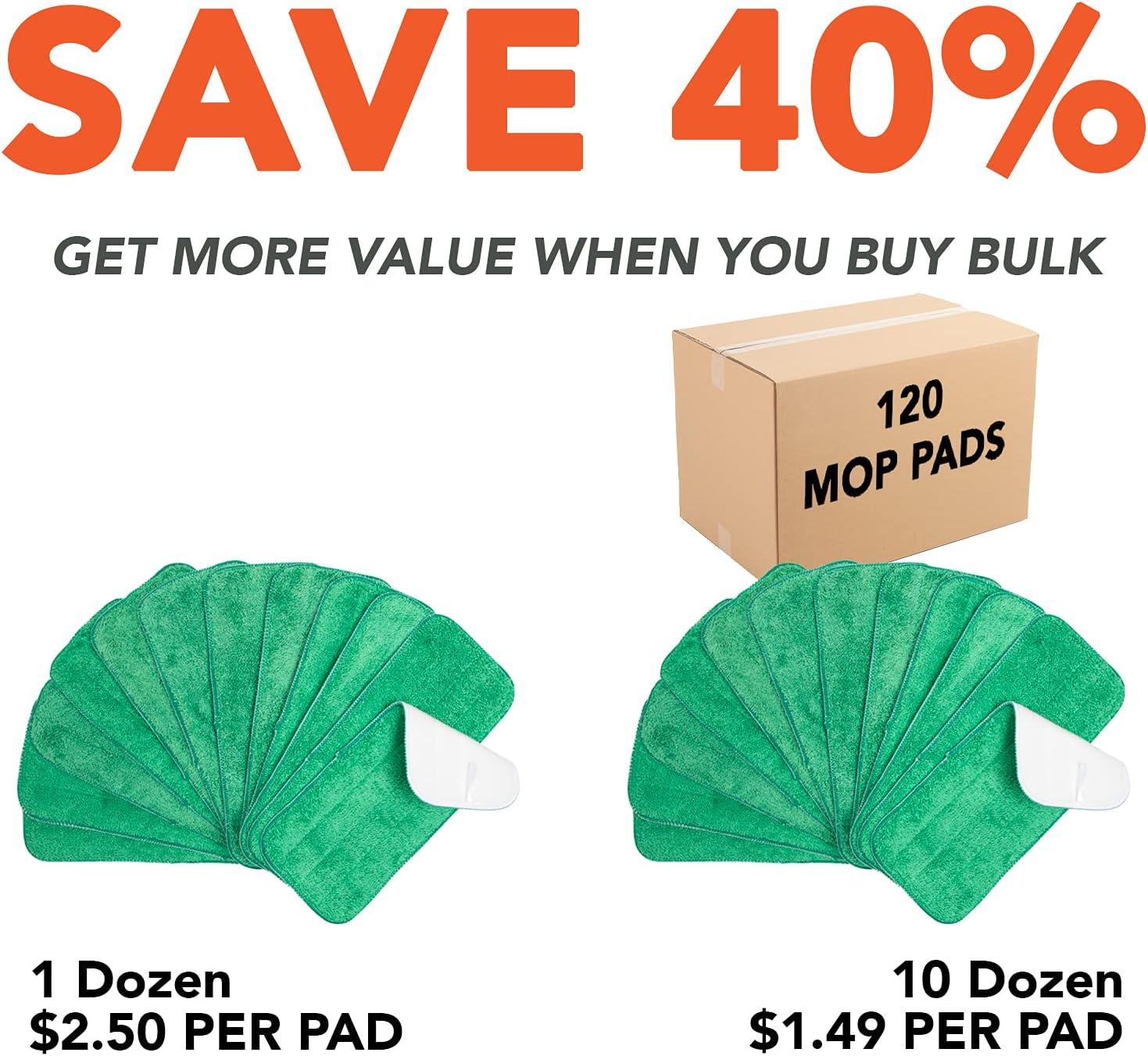 Arkwright Wet Mop Replacement Pads (12 Pack), Microfiber, 24 in., Green