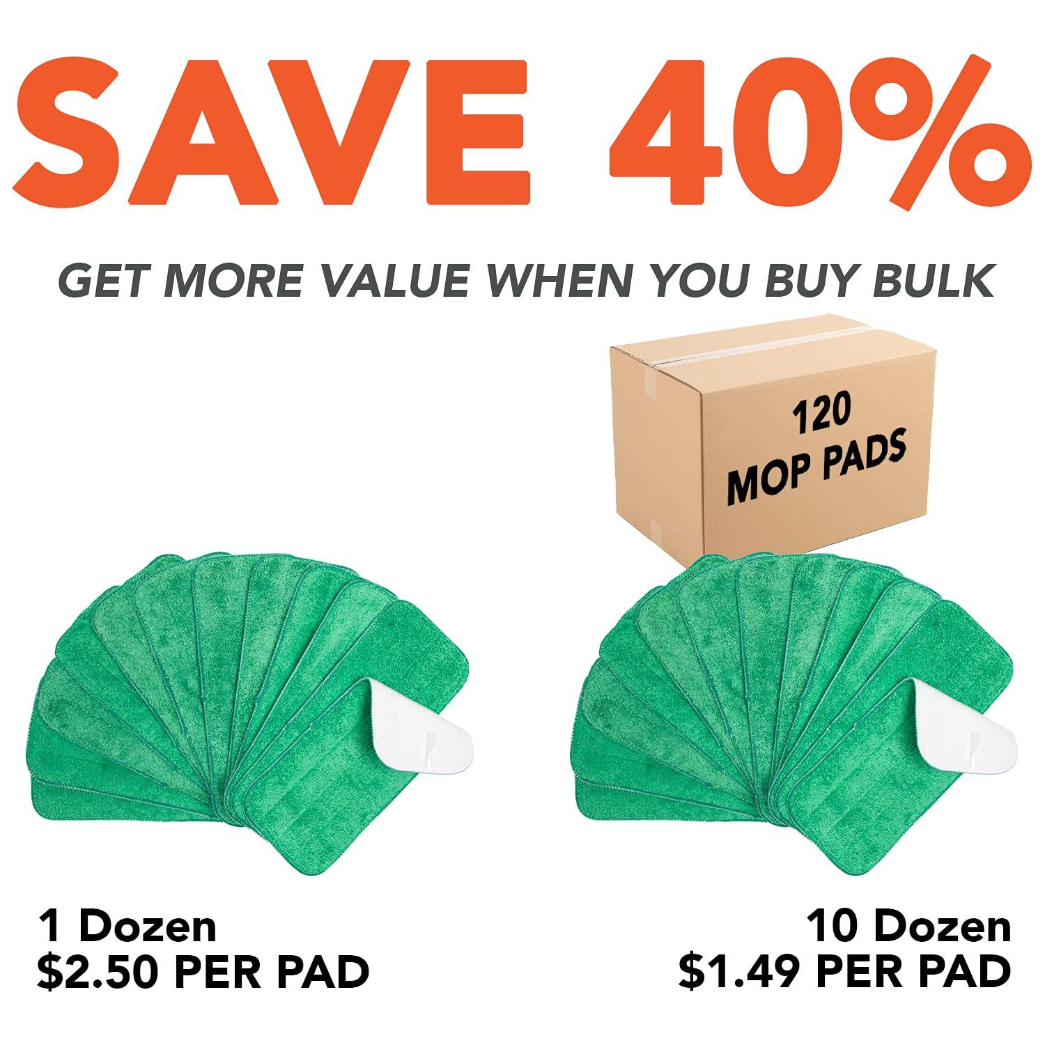 Arkwright Wet Mop Replacement Pads (12 Pack), Microfiber, 24 in., Green