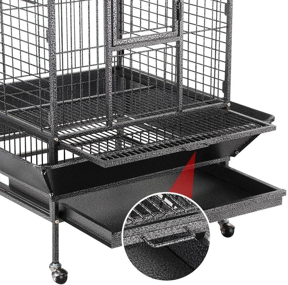 Yaheetech 63"H Open Playtop Extra Large Bird Cage Parrot Cage Black