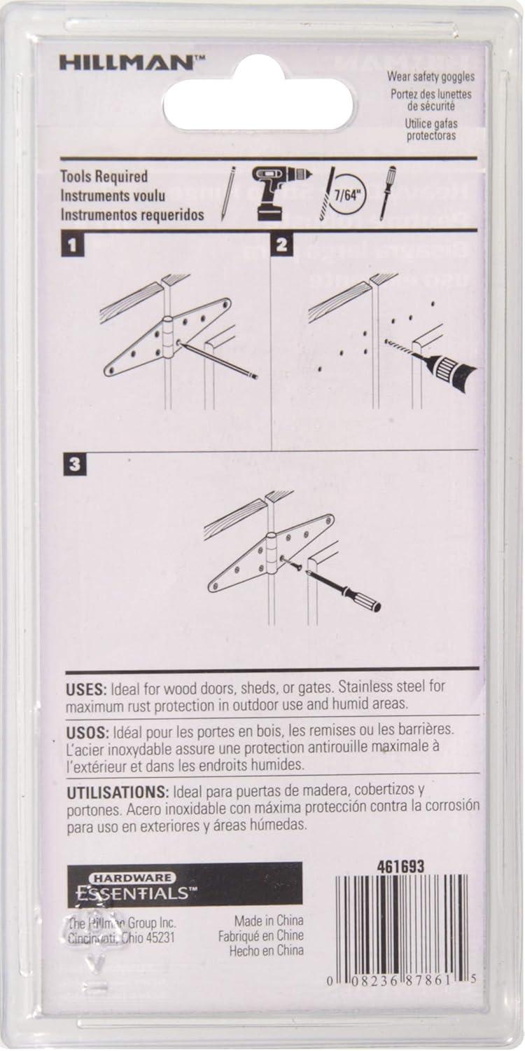 Hardware Essentials 851825 Heavy Duty Strap Hinges Stainless Steel 4" C56