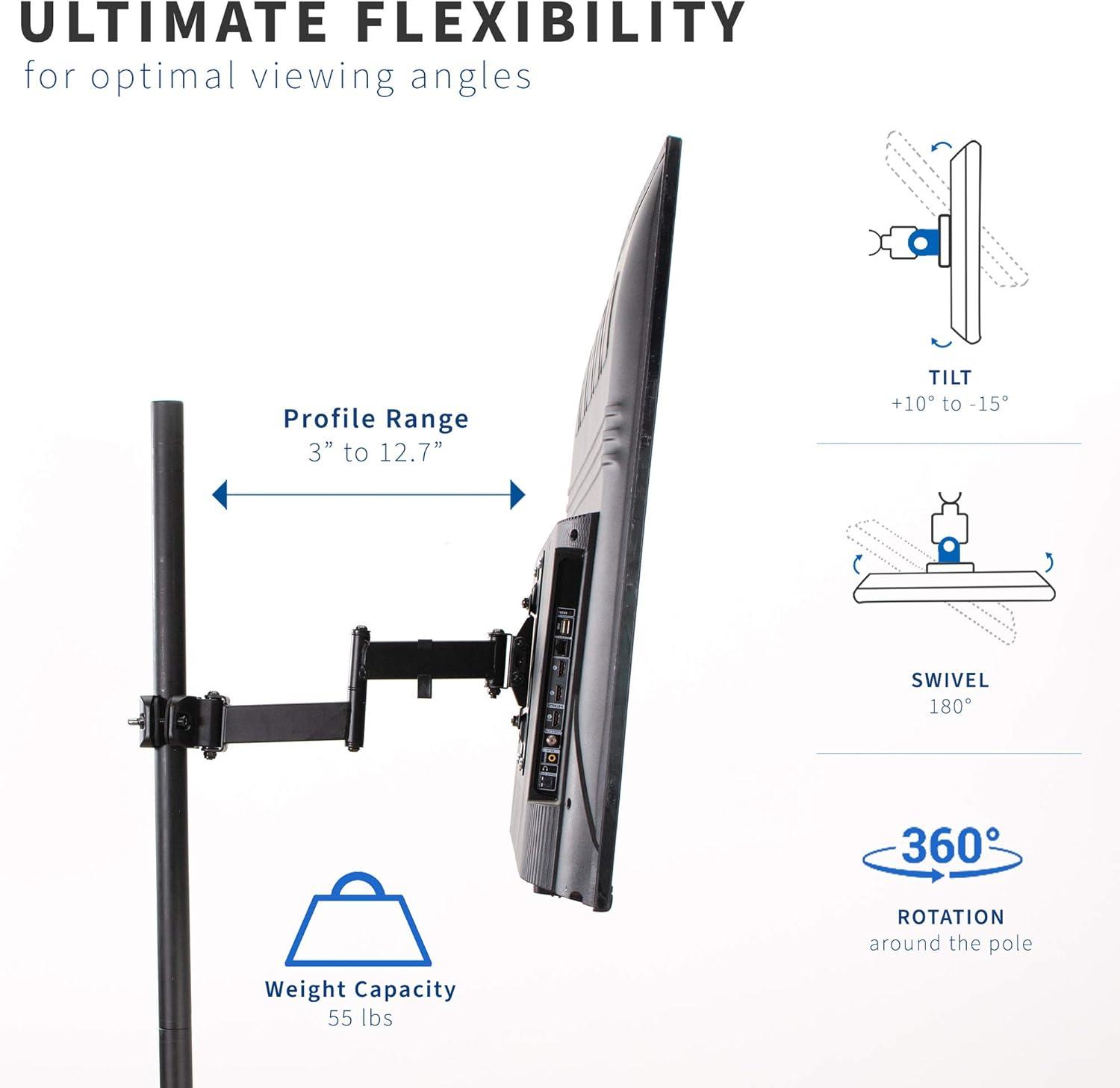 VIVO Steel Universal Pole Mount TV Arm VESA Plate | Fits 32" to 55" Screens