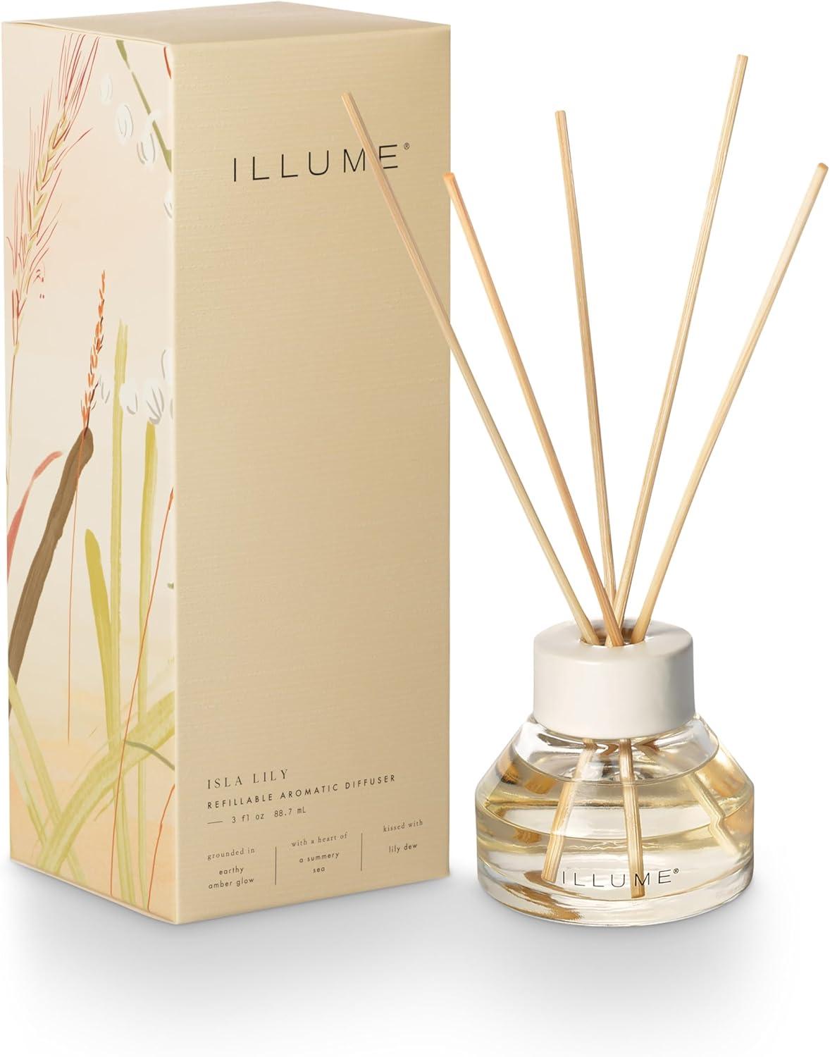 Isla Lily Refillable Reed Diffuser with White Ceramic Collar