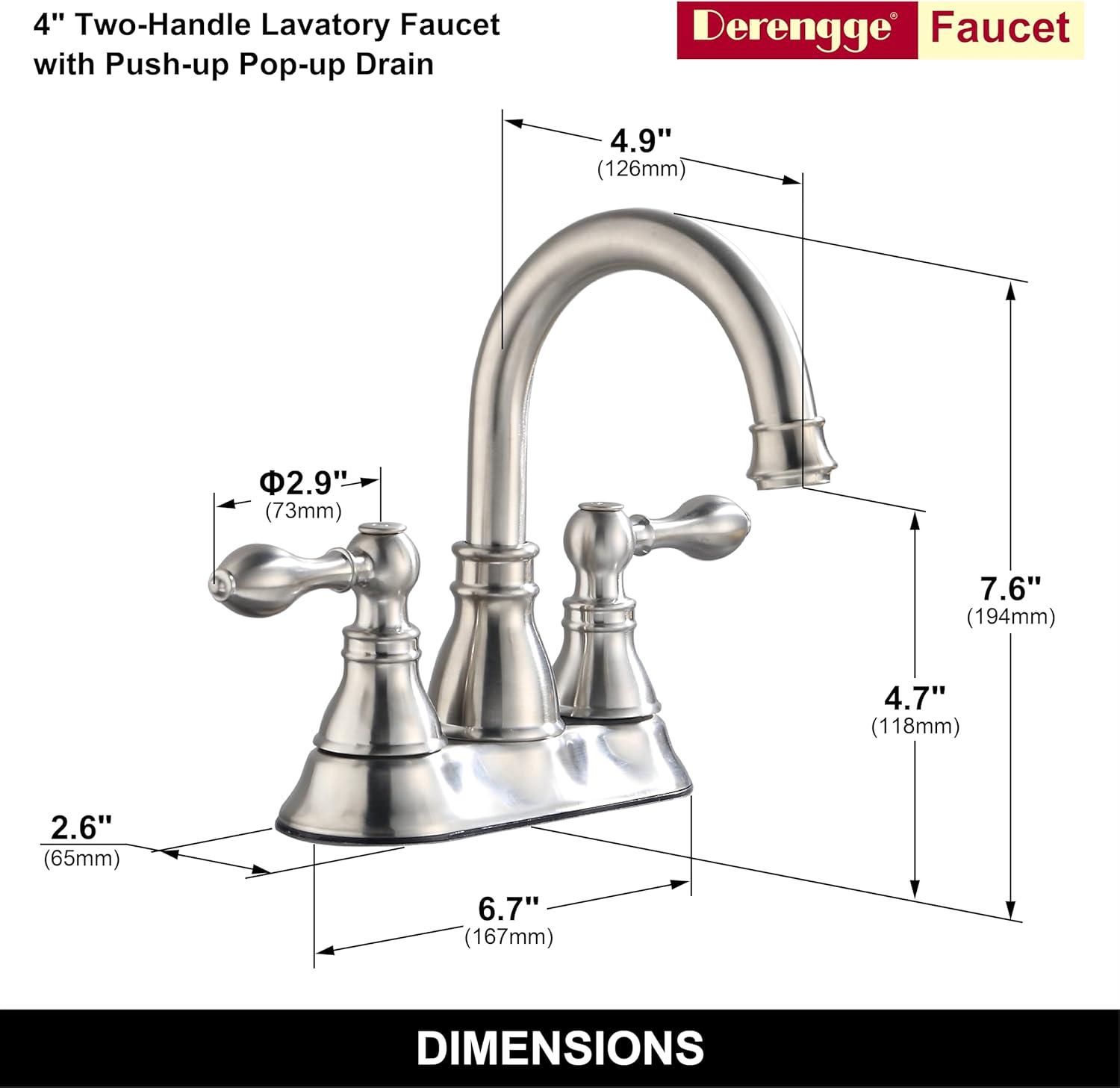 Brushed Nickel High Arc Double Handle Bathroom Faucet