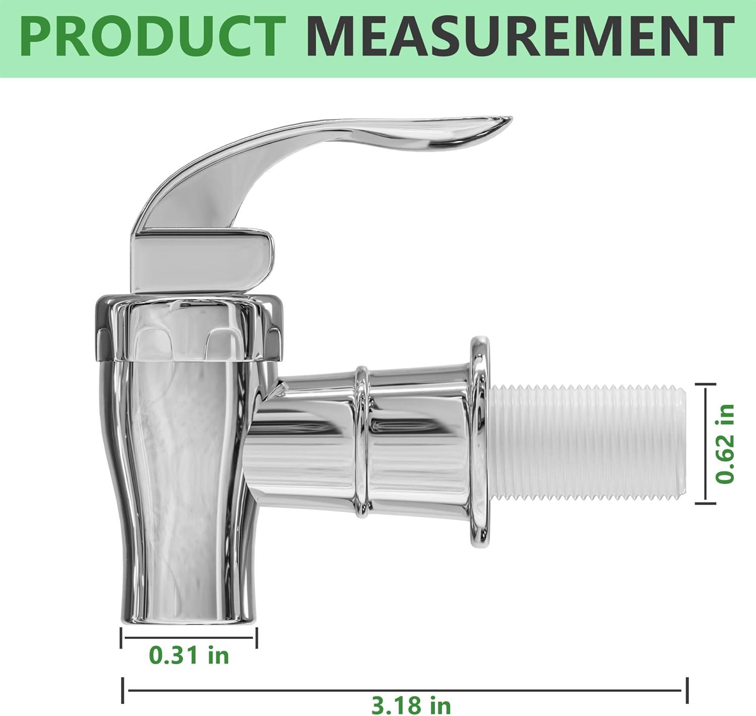 Silver Beverage Dispenser Replacement Spigot - Push Style for Drink Dispensers with Spout - Fits Mason Jar, Glass, and Plastic Pitchers - Ideal for Parties and Events