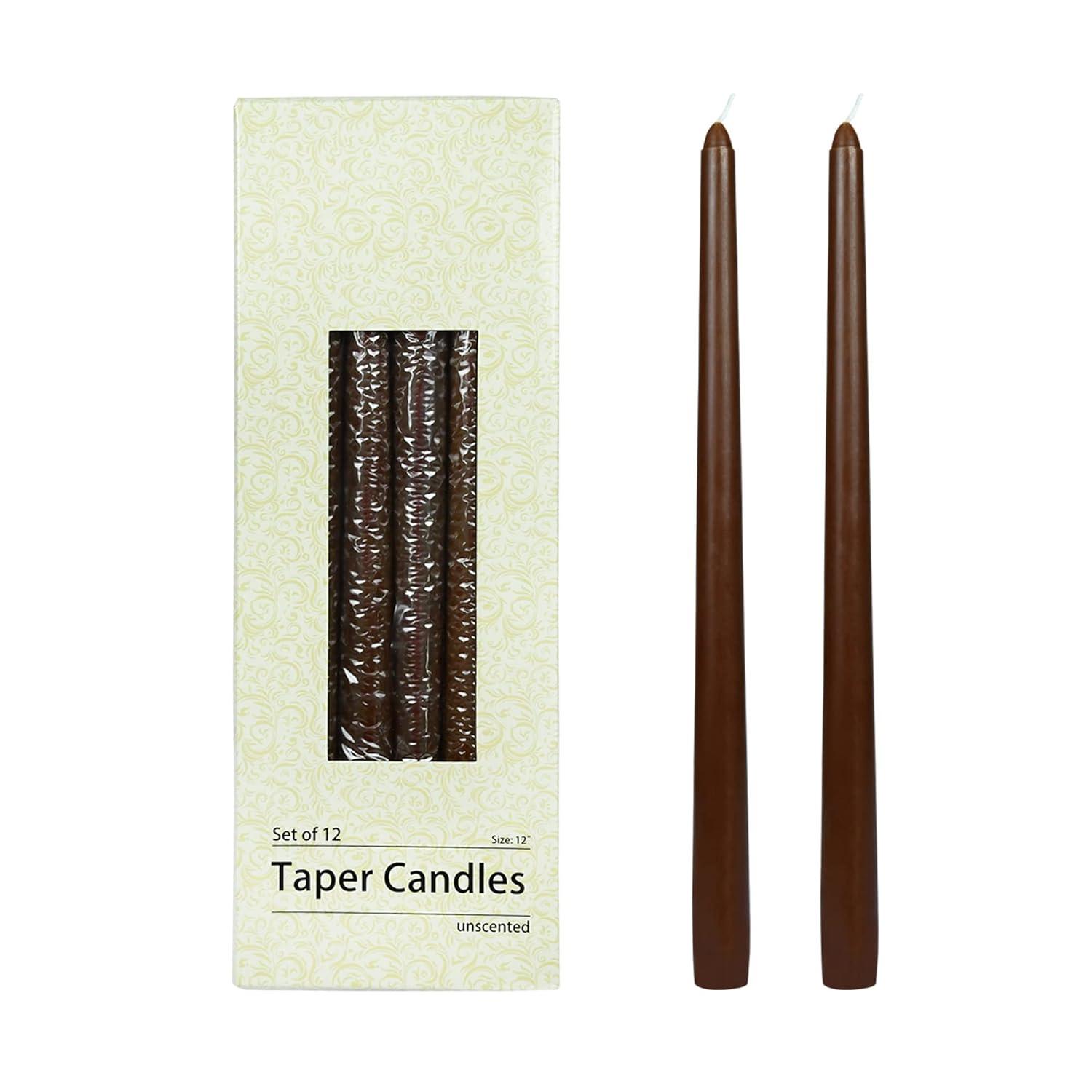 Zest Candle 12 Piece Taper Candles 12 Inch Brown