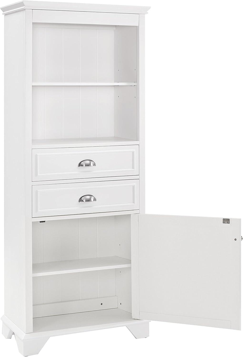 White Tall Bathroom Cabinet with Adjustable Shelving