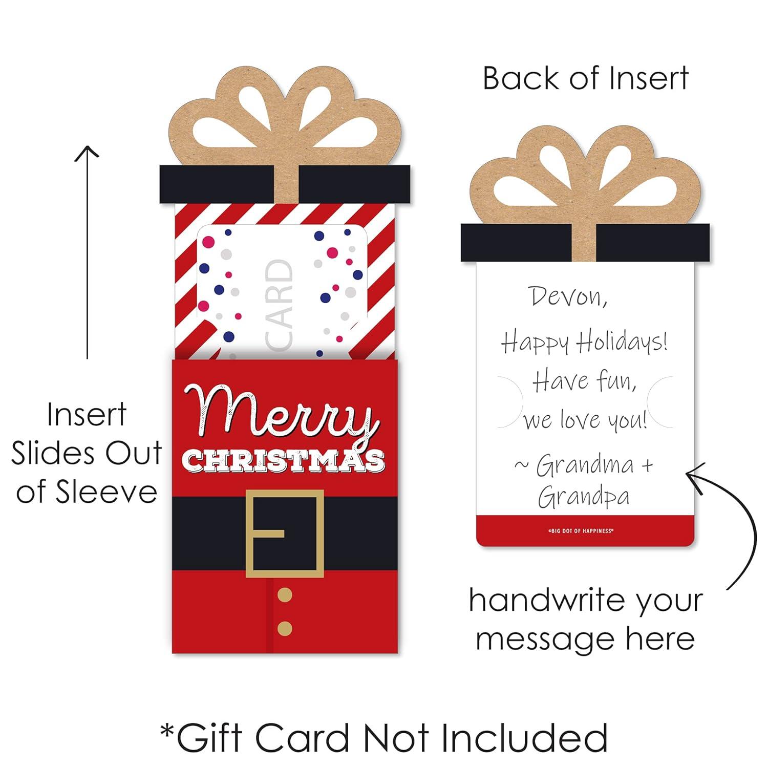 Big Dot of Happiness Jolly Santa Claus - Christmas Party Money and Gift Card Sleeves - Nifty Gifty Card Holders - 8 Ct