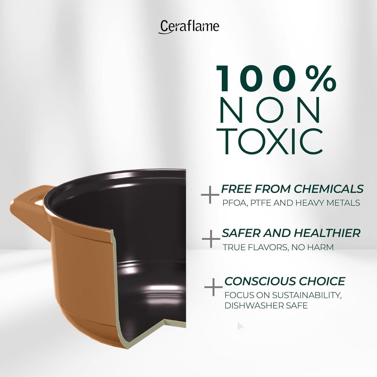 CERAFLAME Duo 9 Piece Ceramic Cookware Set - Ceramic Lid